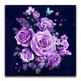 Broderie Diamant Roses Violette